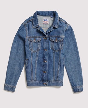 Superdry 90's Oversized Denim Női Kabát Sötétkék | ULBNI8541